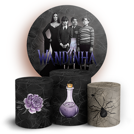 Capas Painel Redondo e Trio Cilindro Sublimado - Wandinha