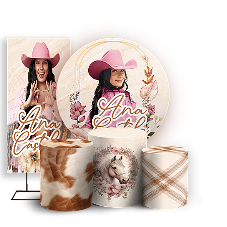 Capas Painel Redondo Trio Cilindro e Faixa Lateral Sublimado - Ana Castela