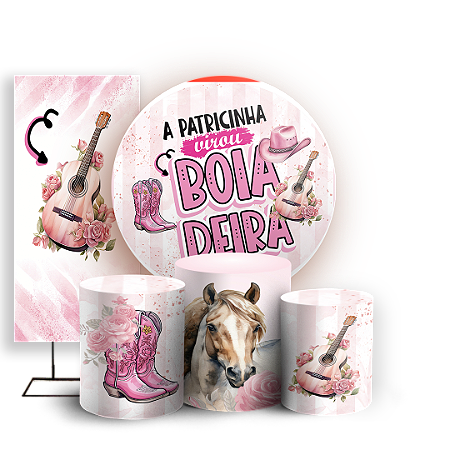 Capas Painel Redondo Trio Cilindro e Faixa Lateral Sublimado - Ana Castela