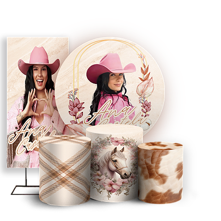 Capas Painel Redondo Trio Cilindro e Faixa Lateral Sublimado - Ana Castela