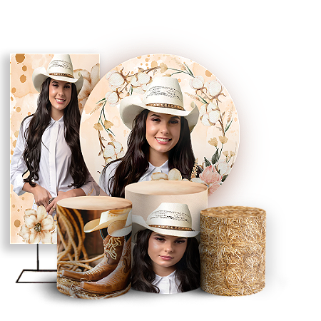 Capas Painel Redondo Trio Cilindro e Faixa Lateral Sublimado - Ana Castela