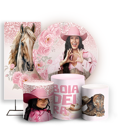 Capas Painel Redondo Trio Cilindro e Faixa Lateral Sublimado - Ana Castela