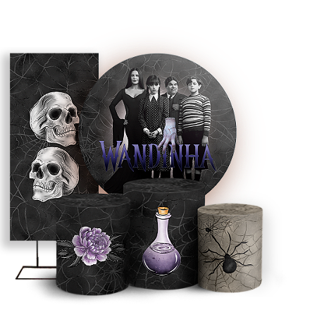 Capas Painel Redondo Trio Cilindro e Faixa Lateral Sublimado - Wandinha