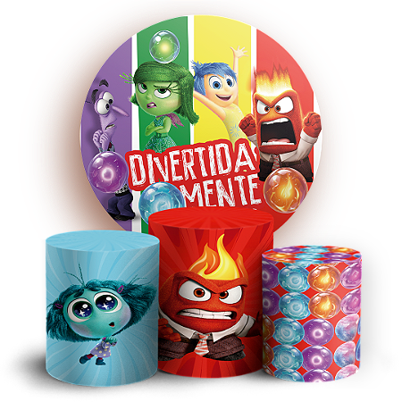 Capas Painel Redondo e Trio Cilindro Sublimado - Divertida Mente