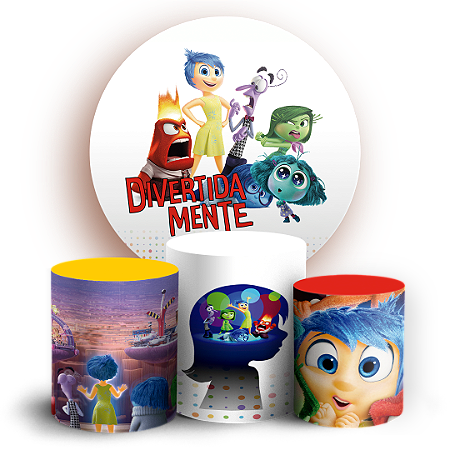 Capas Painel Redondo e Trio Cilindro Sublimado - Divertida Mente