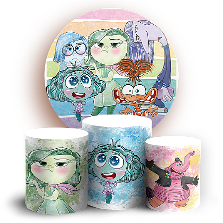 Capas Painel Redondo e Trio Cilindro Sublimado - Divertida Mente