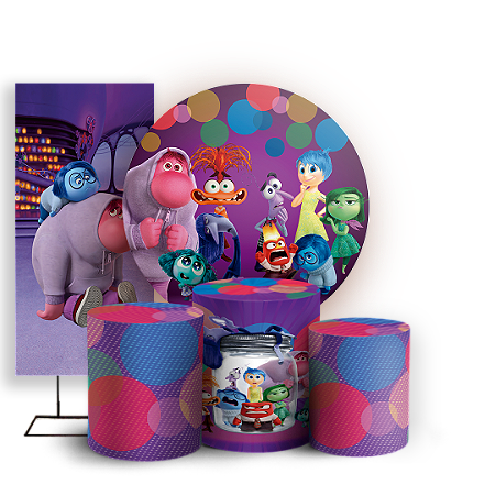 Capas Painel Redondo Trio Cilindro e Faixa Lateral Sublimado - Divertida Mente