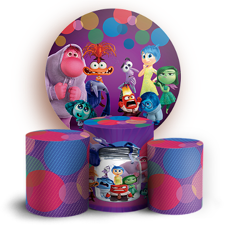 Capas Painel Redondo e Trio Cilindro Sublimado - Divertida Mente