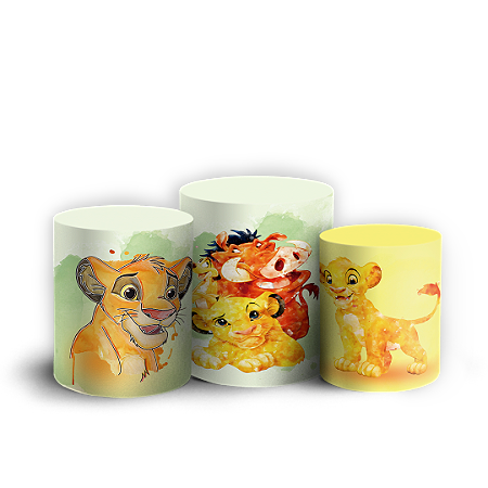 Capas Trio Cilindro Sublimado Vest Facil - Rei Leao Aquarela