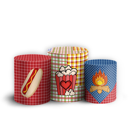 Capas Trio Cilindro Sublimado Vest Facil - Festa Junina