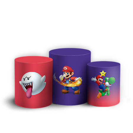 Capas Trio Cilindro Sublimado Vest Facil - Super Mario