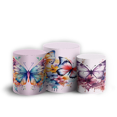 Capas Trio Cilindro Sublimado Vest Facil - Borboletas