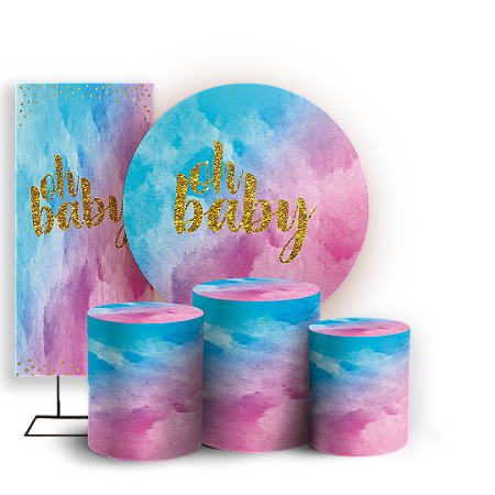 Capas Painel Redondo Trio Cilindro e Faixa Lateral Sublimado - Oh Baby Revelacao