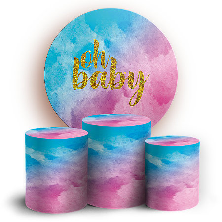 Capas Painel Redondo e Trio Cilindro Sublimado - Oh Baby Revelacao