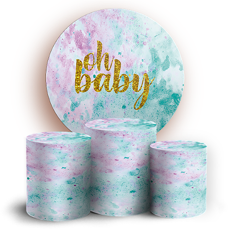 Capas Painel Redondo e Trio Cilindro Sublimado - Oh Baby Revelacao