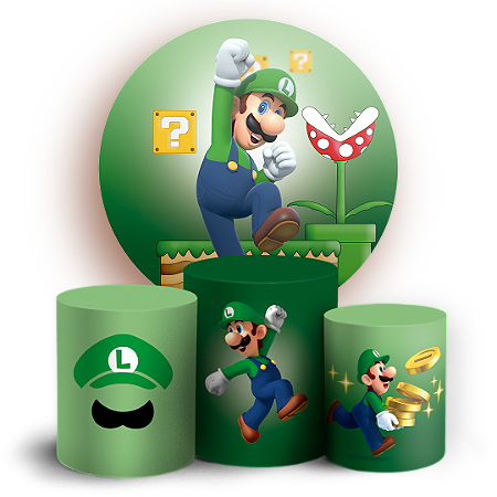 Capas Painel Redondo e Trio Cilindro Sublimado - Super Mario