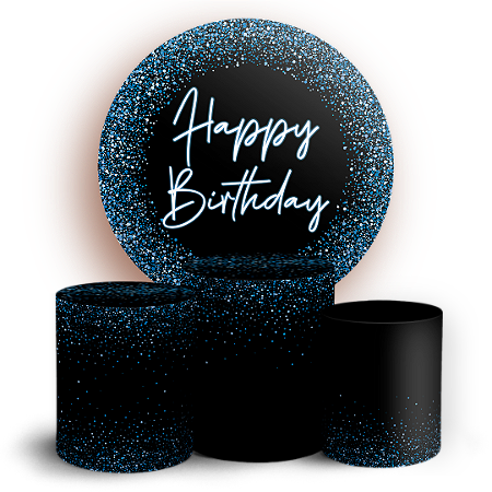 Capas Painel Redondo e Trio Cilindro Sublimado - Happy Birthday