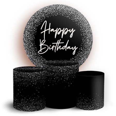 Capas Painel Redondo e Trio Cilindro Sublimado - Happy Birthday