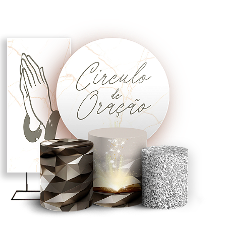 Capas Painel Redondo Trio Cilindro e Faixa Lateral Sublimado - Religioso