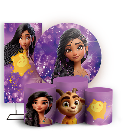 Capas Painel Redondo Trio Cilindro e Faixa Lateral Sublimado - Wish o Poder dos Desejos