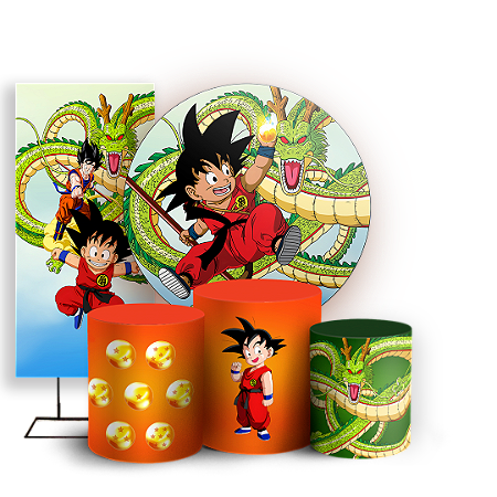 Capas Painel Redondo Trio Cilindro e Faixa Lateral Sublimado - Dragon Ball Classico