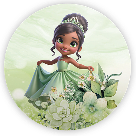 Capa Painel Redondo Sublimado - Tiana Princesa e o Sapo