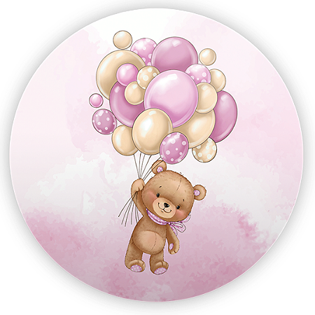 Capa Painel Redondo Sublimado - Ursinha Balao