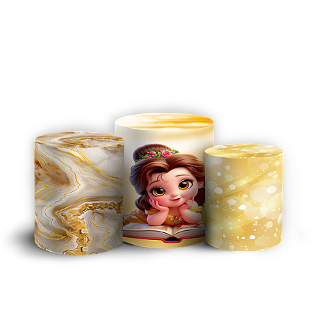 Capas Trio Cilindro Sublimado Vest Facil - Bela e a Fera