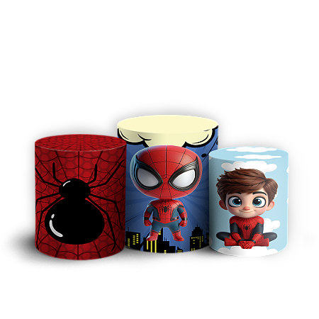Capas Trio Cilindro Sublimado Vest Facil - Homem Aranha