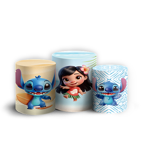 Capas Trio Cilindro Sublimado Vest Facil - Lilo e Stitch