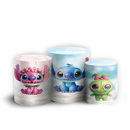 Capas Trio Cilindro Sublimado Vest Facil - Lilo e Stitch