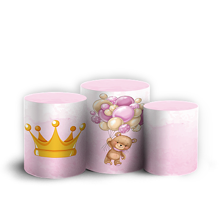 Capas Trio Cilindro Sublimado Vest Facil - Ursinha Balao