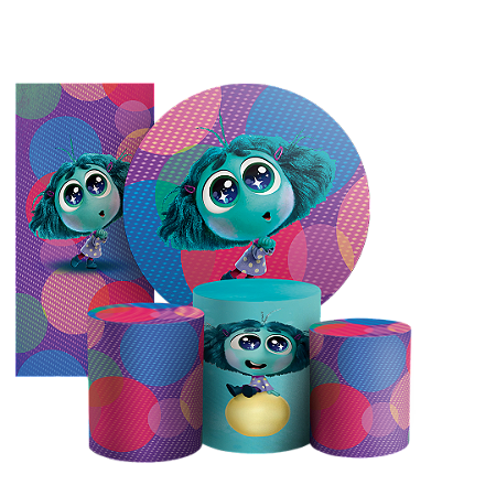 Capas Painel Redondo Trio Cilindro e Faixa Lateral Sublimado - Inveja Divertida Mente