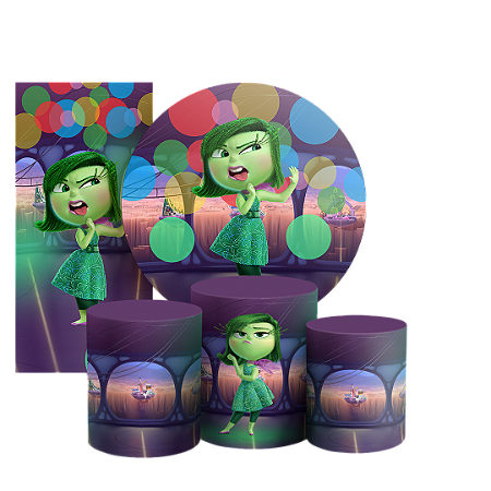 Capas Painel Redondo Trio Cilindro e Faixa Lateral Sublimado - Nojinho Divertida Mente