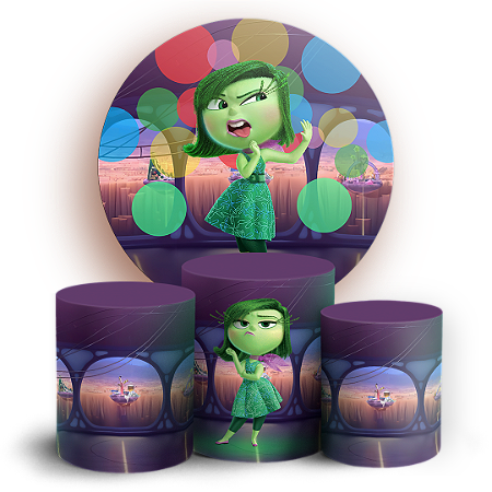 Capas Painel Redondo e Trio Cilindro Sublimado - Nojinho Divertida Mente