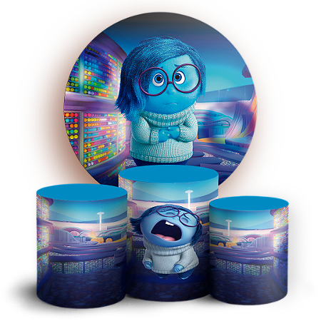 Capas Painel Redondo e Trio Cilindro Sublimado - Tristeza Divertida Mente