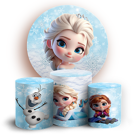 Capas Painel Redondo e Trio Cilindro Sublimado - Frozen