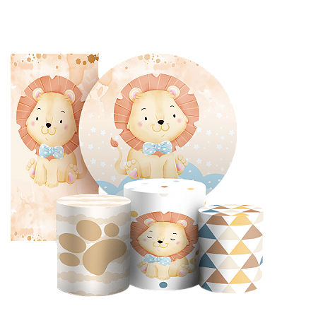 Capas Painel Redondo Trio Cilindro e Faixa Lateral Sublimado - Leaozinho