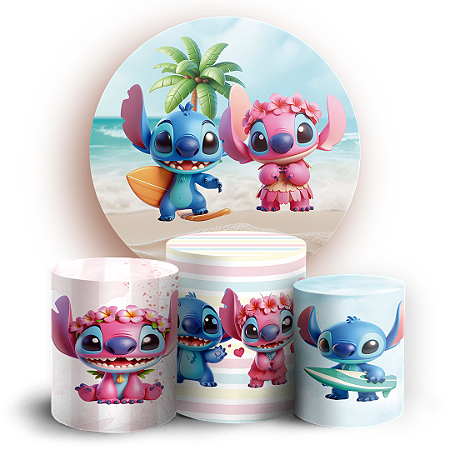 Capas Painel Redondo e Trio Cilindro Sublimado - Lilo e Stitch