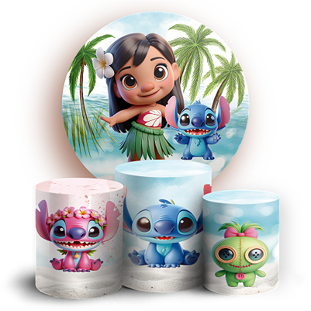 Capas Painel Redondo e Trio Cilindro Sublimado - Lilo e Stitch