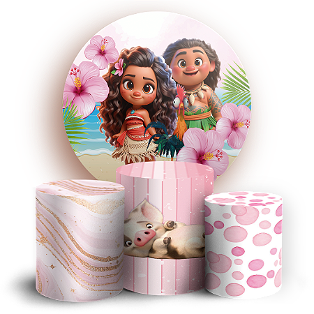 Capas Painel Redondo e Trio Cilindro Sublimado - Moana