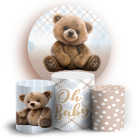 Capas Painel Redondo e Trio Cilindro Sublimado - Oh Baby Urso