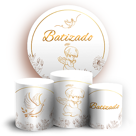 Capas Painel Redondo e Trio Cilindro Sublimado - Batizado