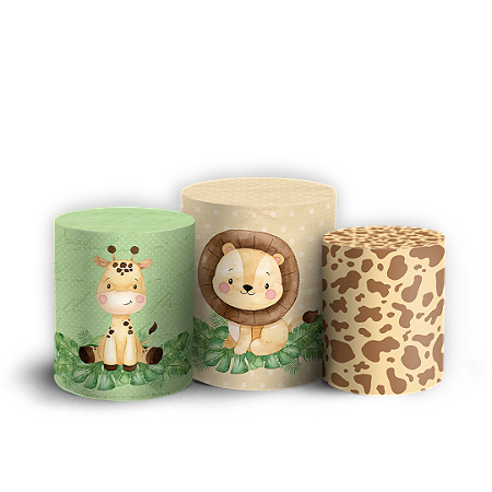 Capas Trio Cilindro Sublimado Vest Facil - Animais Safari