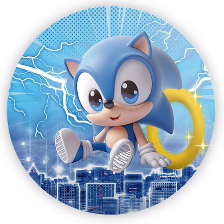 Capa Painel Redondo Sublimado - Sonic