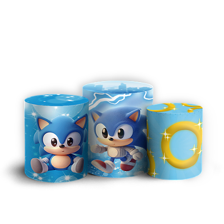 Capas Trio Cilindro Sublimado Vest Facil - Sonic