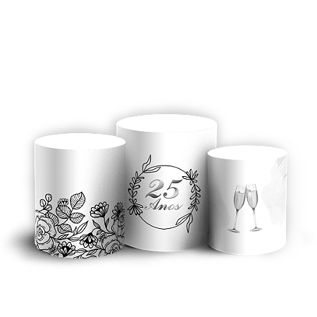 Capas Trio Cilindro Sublimado Vest Facil - Bodas de Prata