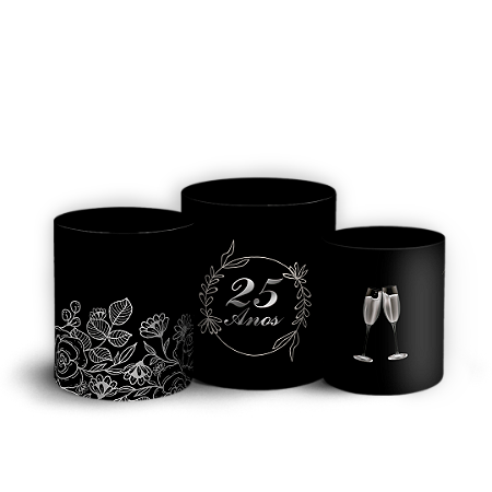 Capas Trio Cilindro Sublimado Vest Facil - Bodas de Prata