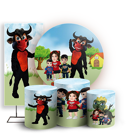 Capas Painel Redondo Trio Cilindro e Faixa Lateral Sublimado - Boi Da Cara Preta