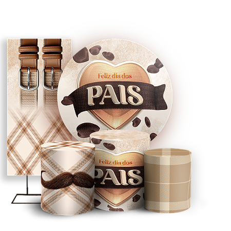 Capas Painel Redondo Trio Cilindro e Faixa Lateral Sublimado - Dia Dos Pais